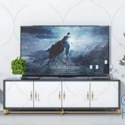 3D model Tv Stand with golden deer 84