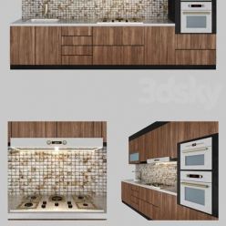 3D model Modern kitchen (wood, Metal, Glass, Stone, Tile)