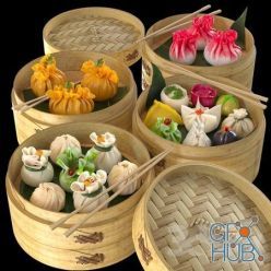 3D model Dim Sum Dum Sam Chinese dumplings
