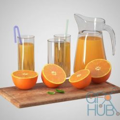 3D model Juice with oranges