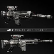 3D model AX-7 Sci-Fi Assault Rifle