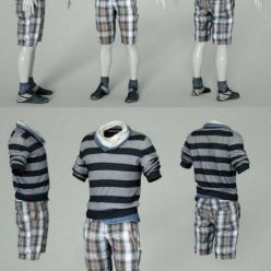 3D model Male Casual Outfit 40 Shorts Shirt Footwear