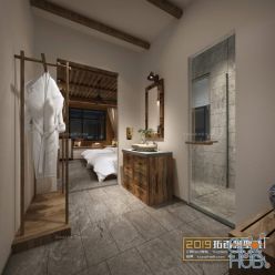 3D model Bedroom Interior of the Hotel 043