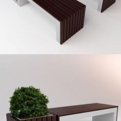 3D model Bench with bush
