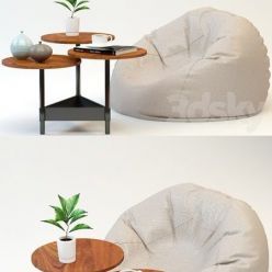 3D model Coffee table and poof