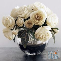 3D model Cream roses in a vase