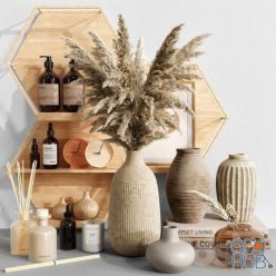 3D model Decorative set with dried flowers 08