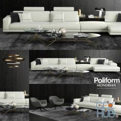 3D model Mondrian sofa and table Poliform