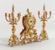 3D model Baroque clock and candelabra