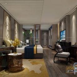 3D model Bedroom Interior of the Hotel 032