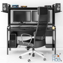 3D model Computer set of furniture and accessories