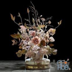 3D model Bouquet with dry branches, plants and flowers