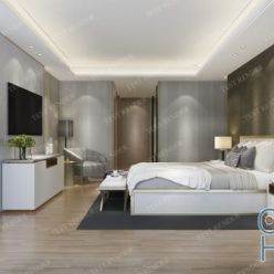 3D model Cgtrader – wood luxury vintage modern bedroom suite in hotel