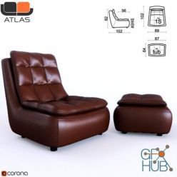 3D model ATLAS City armchair and pouf set