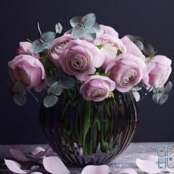 3D model Bouquet of flowers in a vase 7