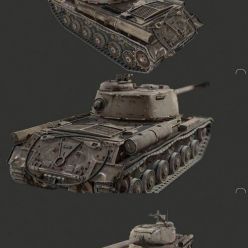 3D model Soviet WW2 Tank IS2 PBR
