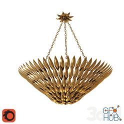 3D model Broche 8 Lights Antique Gold Chandeler