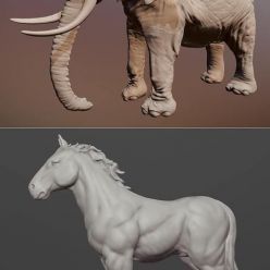 3D model Elephant and War Horse – 3D Print