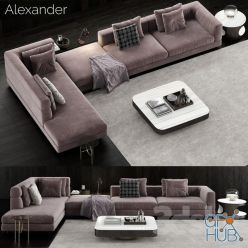 3D model Coffee table set and Minotti Alexander sofa