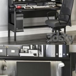 3D model IKEA workplace set with FREDDE desk and MARKUS chair