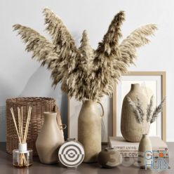 3D model Decorative set with dried flowers 09