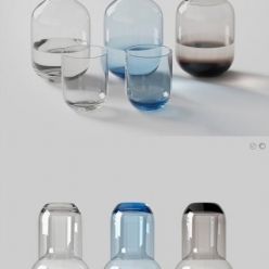 3D model Glass bottle combination