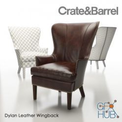 3D model Chair Barrel Dylan Leather Wingback