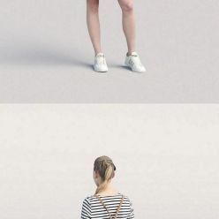 3D model Casual woman with backpack standing