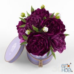 3D model Peonies in a box