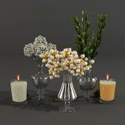 3D model Succulents in vases and candles