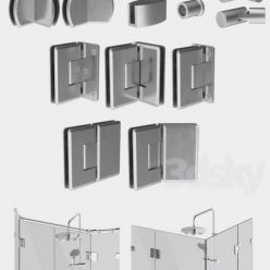 3D model Angled glass shower cabins, designer and handle set