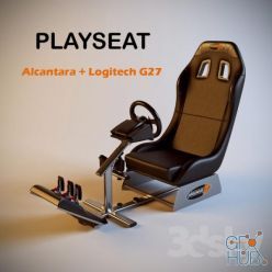 3D model Gaming chair Playseat Alcantara + Logitech G27 (max, fbx)