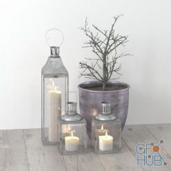 3D model Lanterns with candles