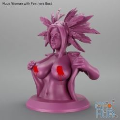 3D model Nude Woman with Feathers Bust – 3D Print