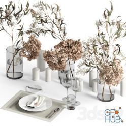 3D model Table setting with dry plants