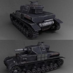3D model WW2 German Panzer IV asuf tank PBR