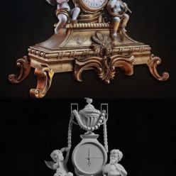 3D model Old Baroque Table Clock PBR