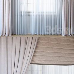 3D model Curtains with Roman curtain and tulle set 03