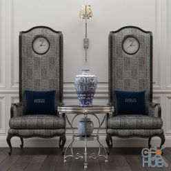 3D model Gianfranco Ferre Home, Big ben chair and Covent table