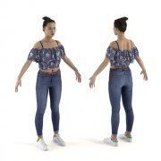 3D model Young girl in tight jeans