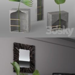 3D model Modern cement pots