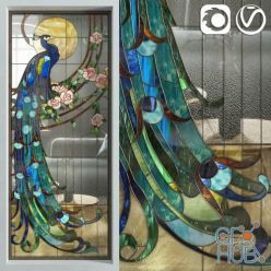 3D model Stained Glass Peacock (max 2010, 2013. Vray, Corona)