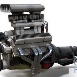 3D model Hot Rod V8 engine PBR