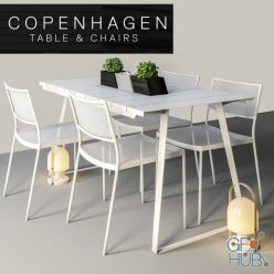 3D model Copenhagen Chairs & Table (modern furniture set)