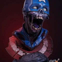 3D model Zombie Captain America Bust – 3D Print