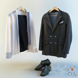 3D model Men's suit and shoes