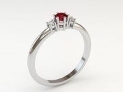 3D model Elegant ring with a red stone