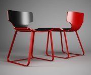 3D model Red chair with black seat