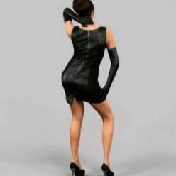 3D model Girl in Leather dress and gloves - scanned