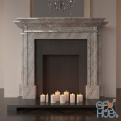 3D model English style fireplace